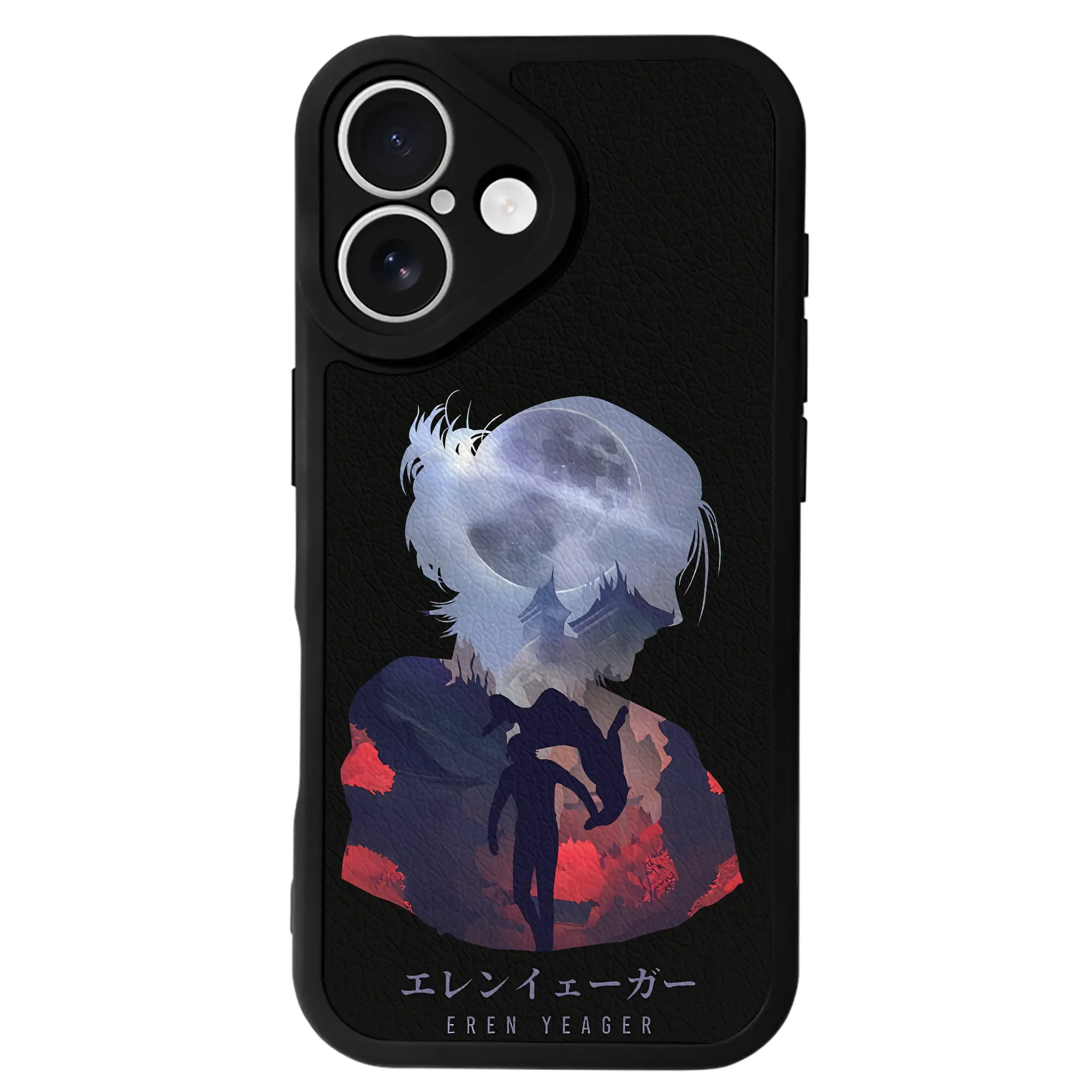 進撃の巨人 グッズ エレン・イェーガー - IPhone 16シリーズ対応 ・ シリコンスマホケース ・ レザー調 ・ 高精度フィット ・ 耐衝撃 ・ ワイヤレス充電対応 ・ 精密カット